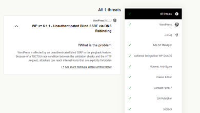 حل مشكلة WP 6.1.1 - Unauthenticated Blind SSRF via DNS Rebinding